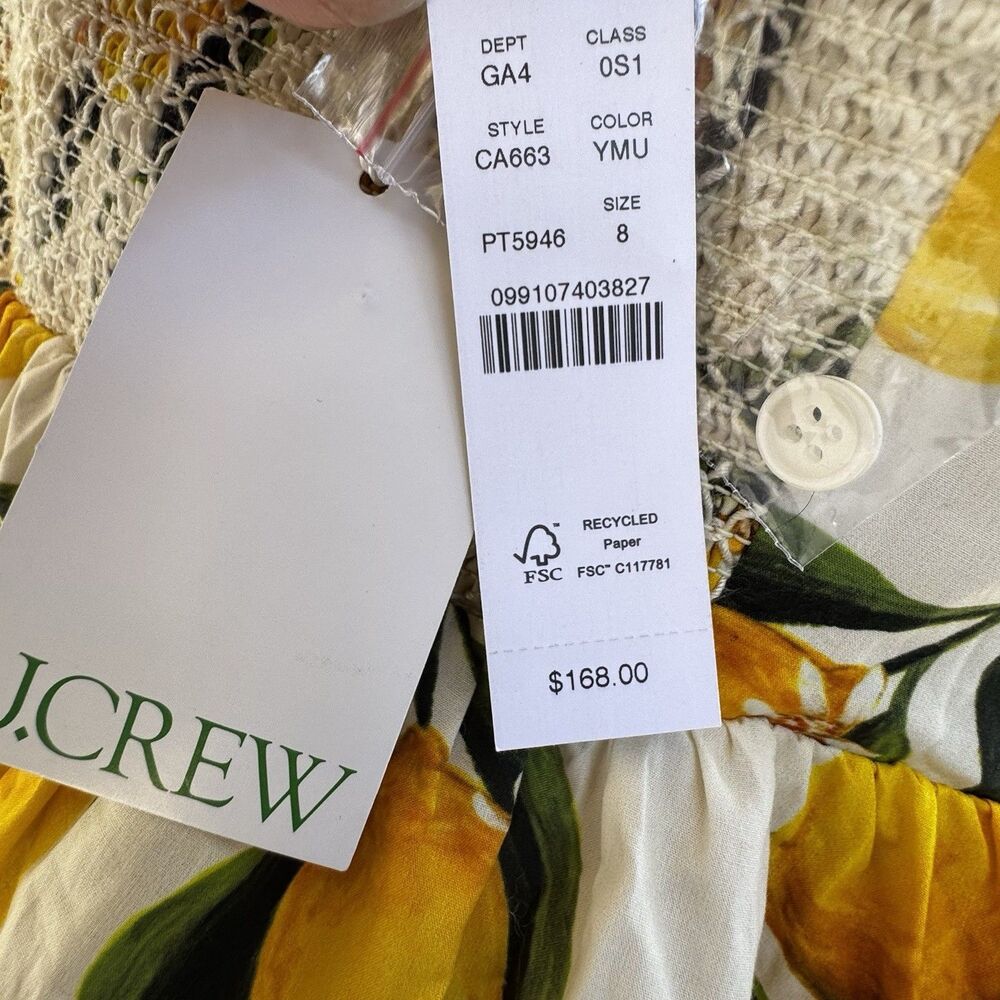 J.Crew a line midi Lemon limoncello Print Sleeveless Dress Sz 8 Sundress Cotton - Picture 8 of 14